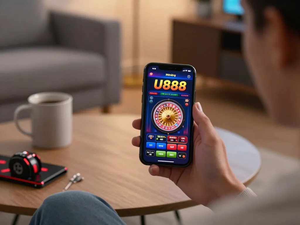 Engaging with U888 mobile casino app for a thrilling roulette experience on smartphone