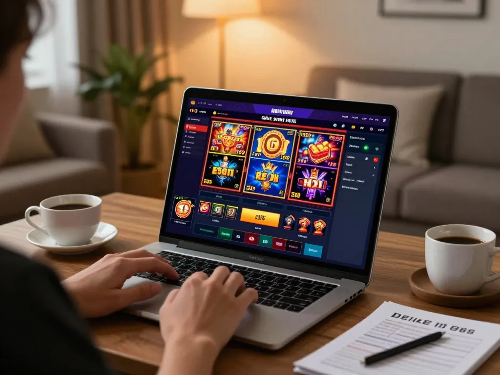 Engaging gameplay scene on a laptop showcasing 58FF online casino slots.