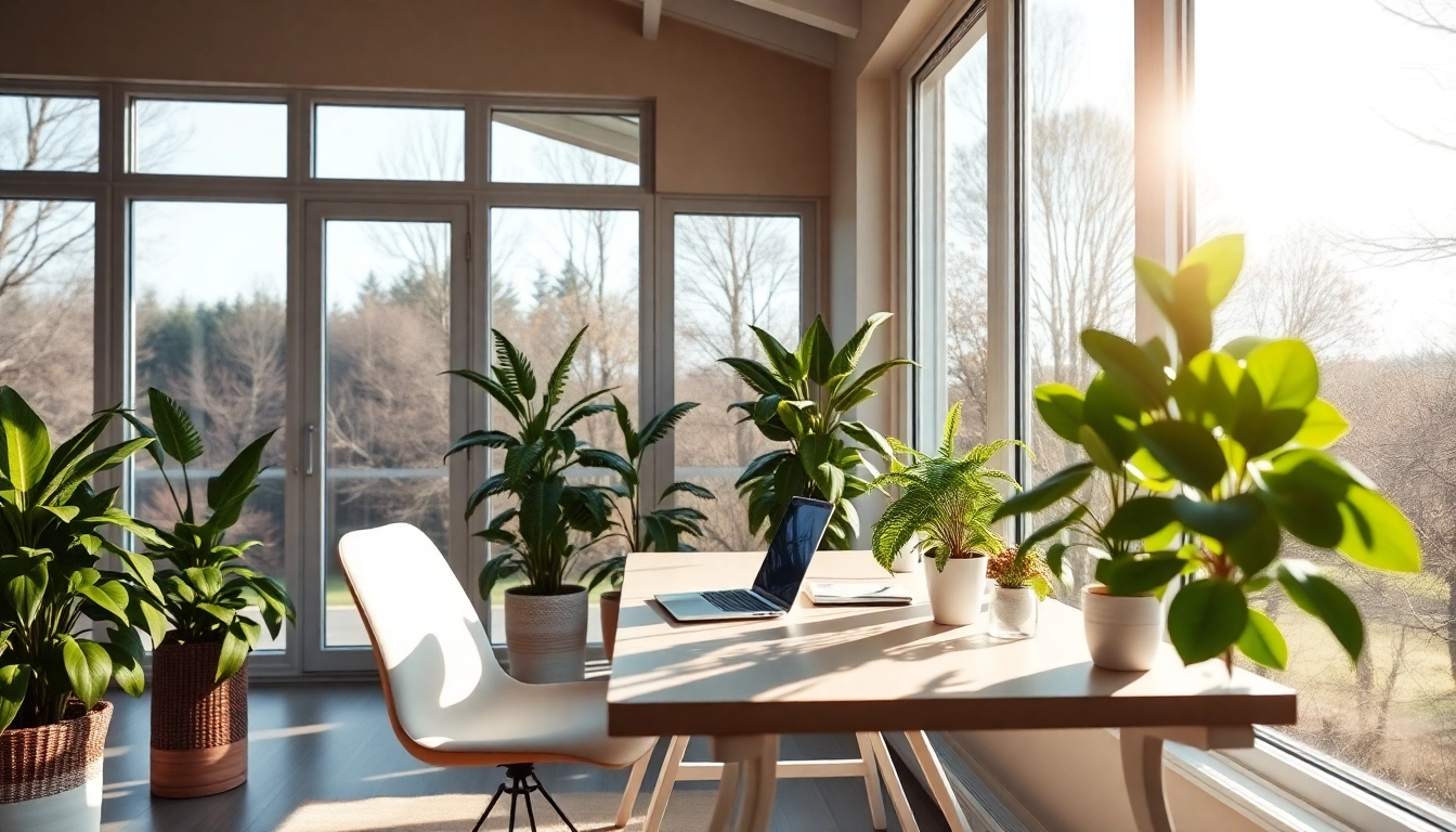 Arbeite effektiv und kreativ im Wintergarten als Buero mit viel natürlichem Licht.