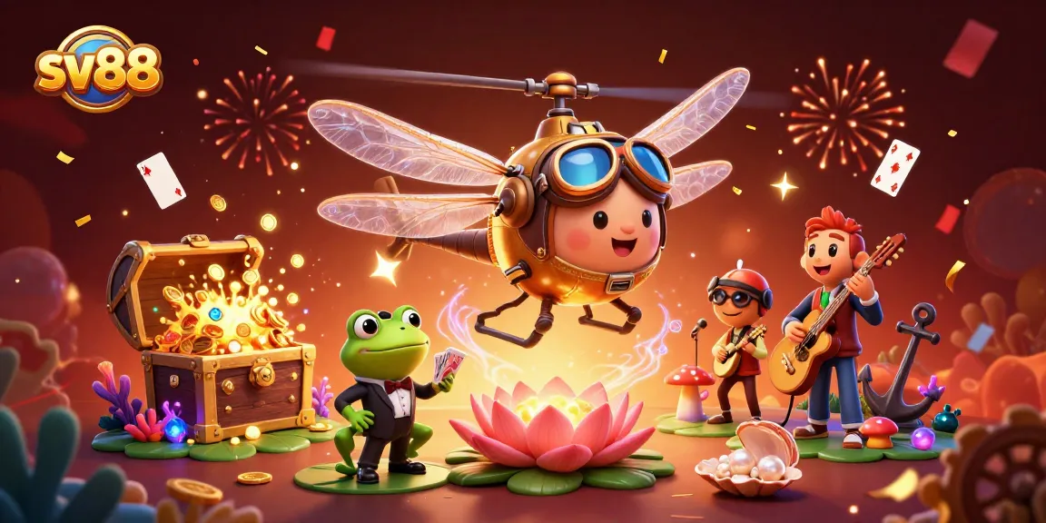 Interact with sv88's online casino as a dragonfly pilot leads the excitement at a lily pad casino!