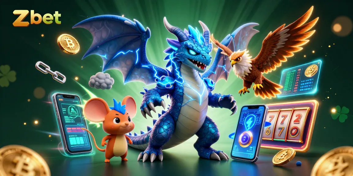 Spin the reels with zbet's thrilling 3D casino scene showcasing vibrant characters and crypto elements.