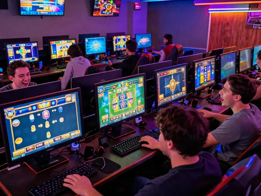 Nohuwin online gaming experience showcasing players enjoying vibrant slot games in a lively setting.