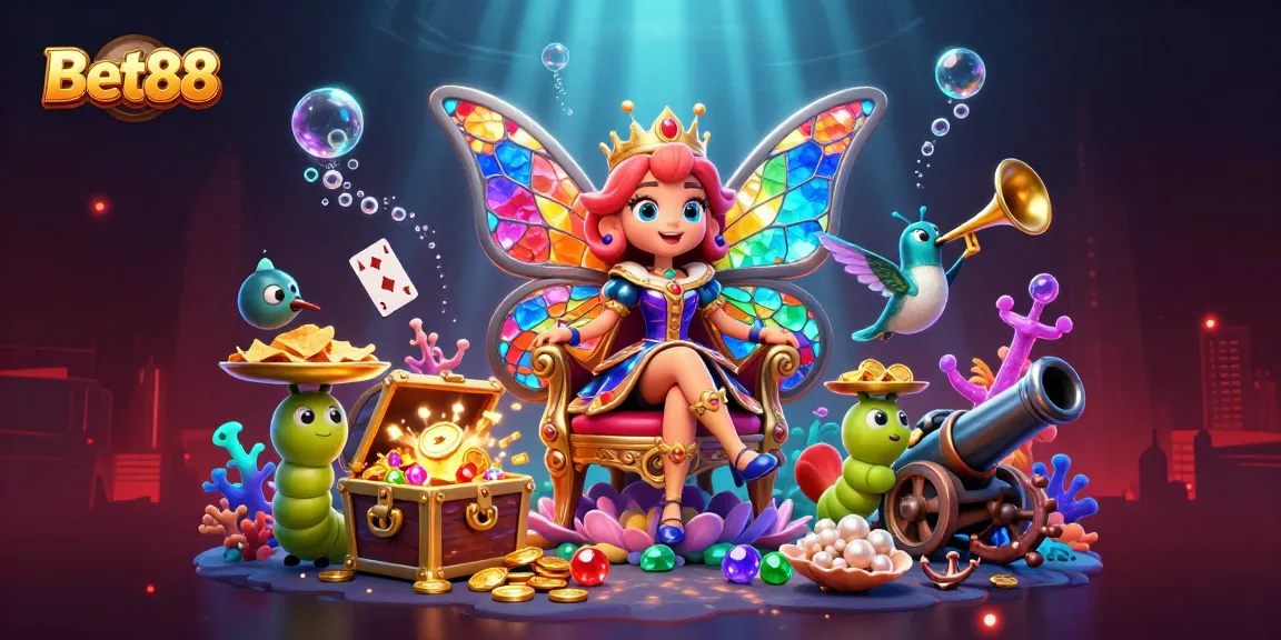 Experience exciting gaming with Bet88's vibrant casino atmosphere illustrated in 3D.
