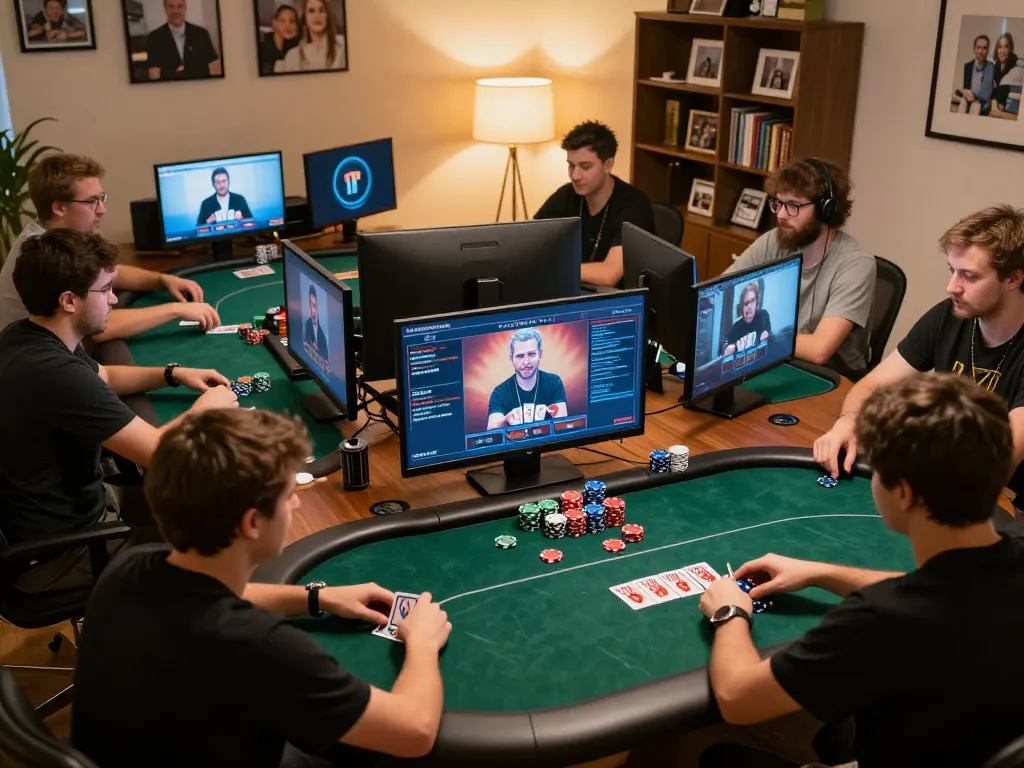 Players engaged with poker strategies during an F8BETA2 online tournament