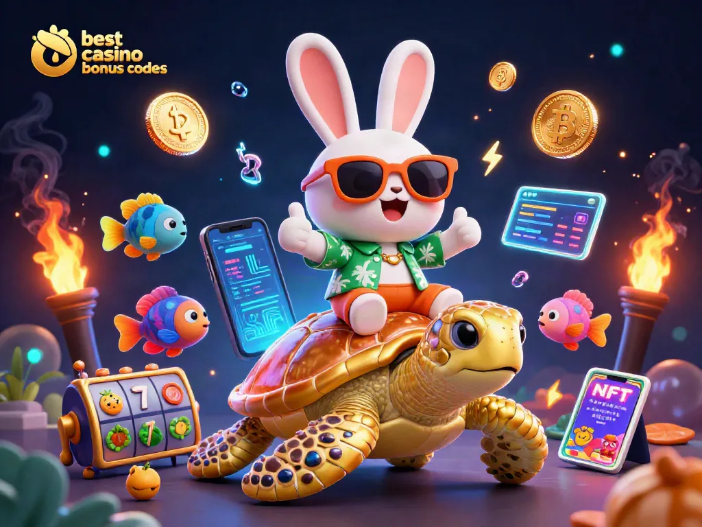 Engage with the best casino bonus codes while exploring exciting 3D illustrations of lucky elements and casino themes.