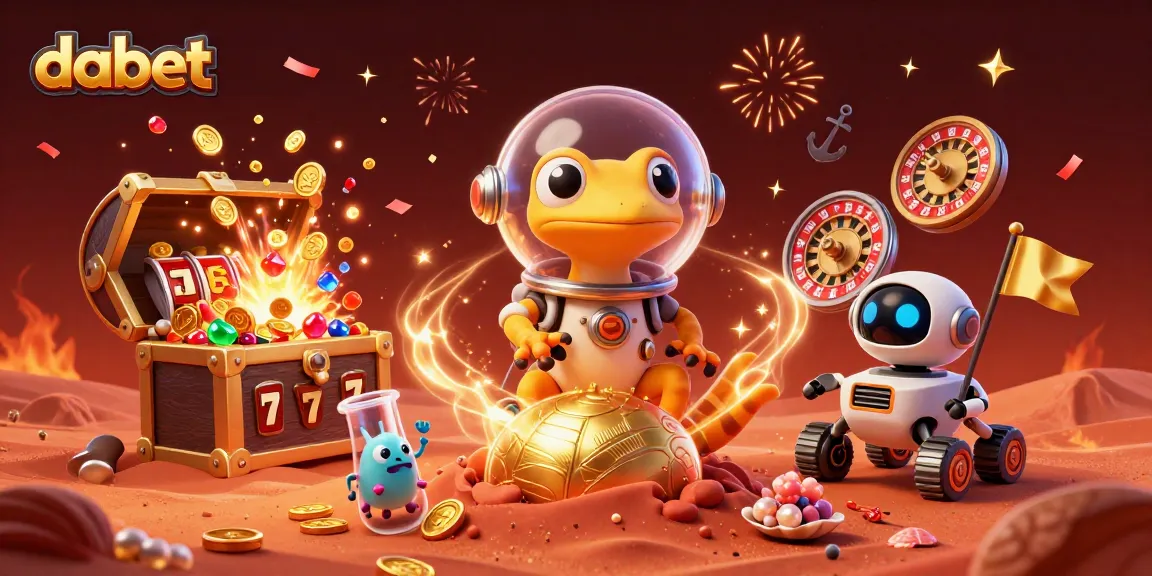 Dabet gamblers celebrate while gaming in a vibrant casino scene with gold treasures and excitement.