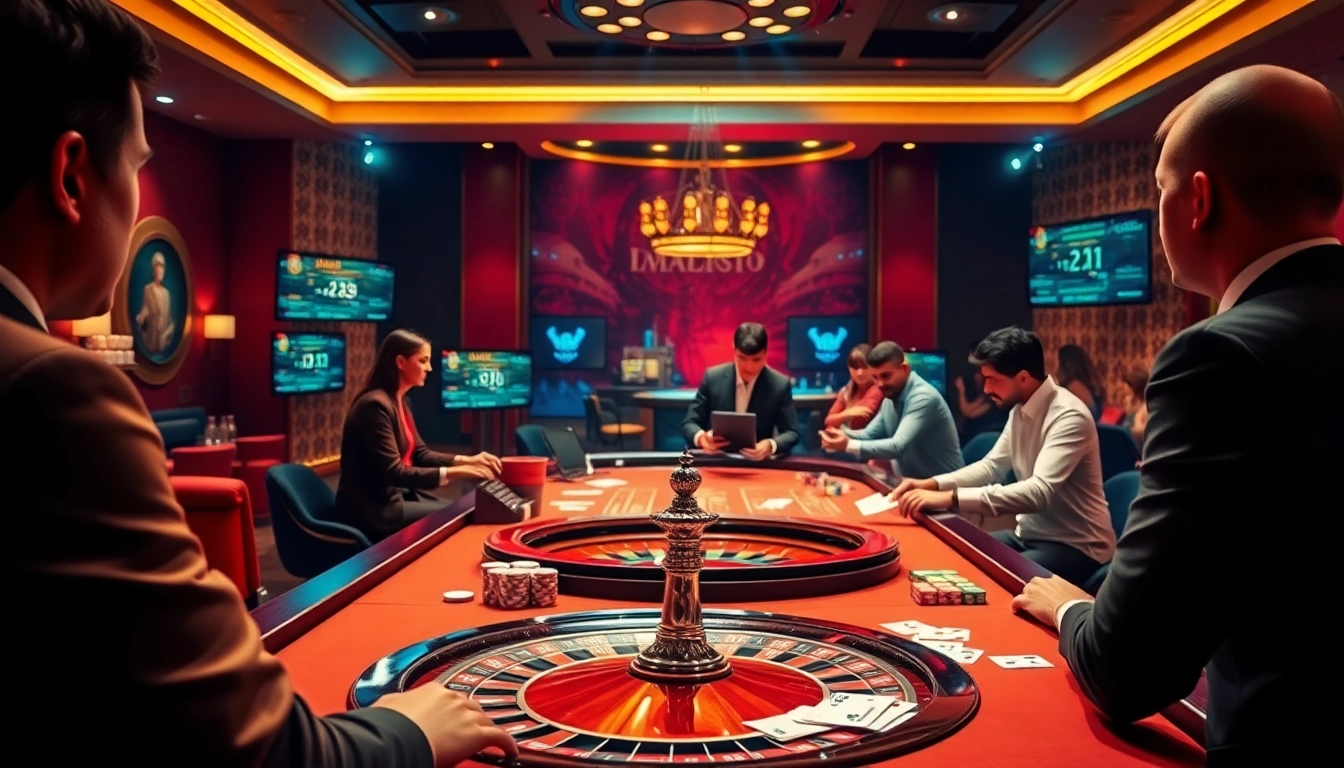 Experimente a emoção do cassino ao vivo Brasil com uma cena de cassino ao vivo vibrante, mostrando jogadores em uma mesa de roleta.