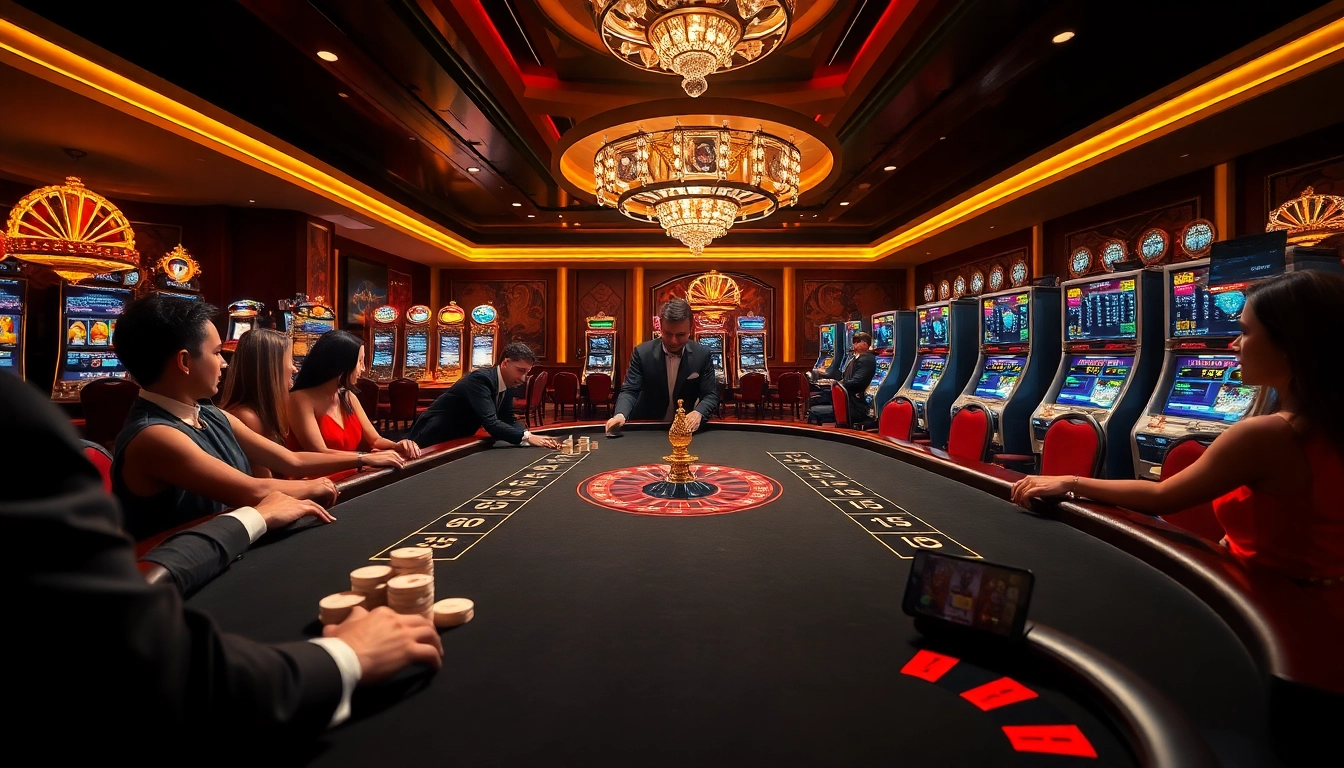 Experience the thrill of betting at 777vip's luxurious casino atmosphere with vibrant tables and live gaming.