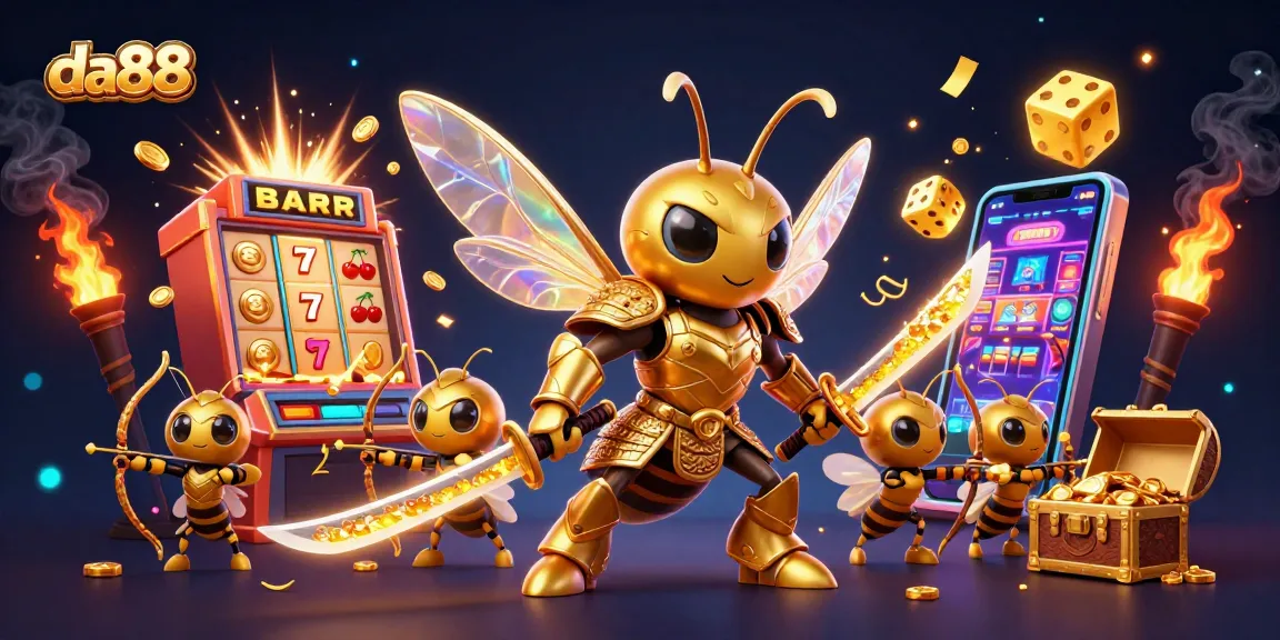 Win big at da88 with thrilling 3D casino action featuring a golden hornet samurai!