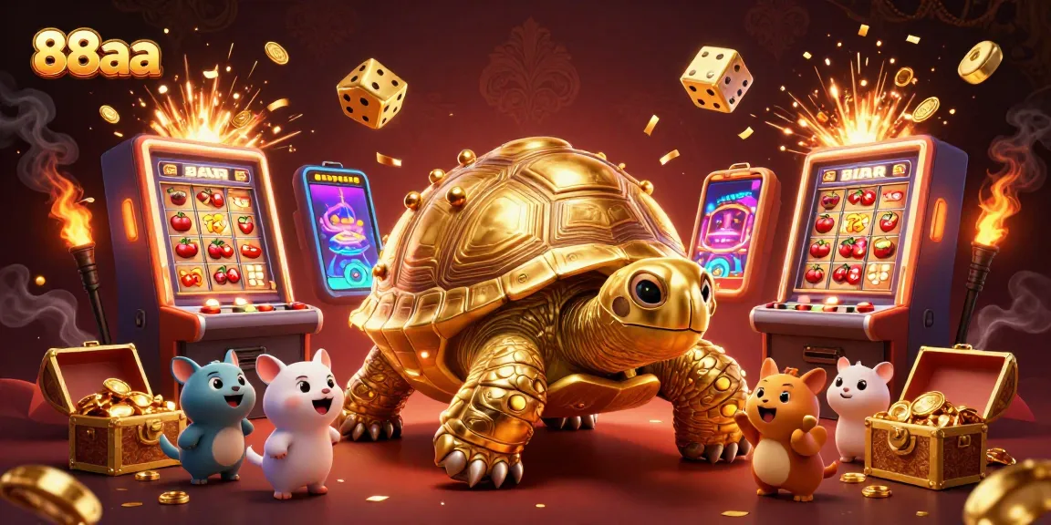 Play at 88aa, the ultimate jackpot experience with vibrant slot machines and a thrilling golden tortoise!