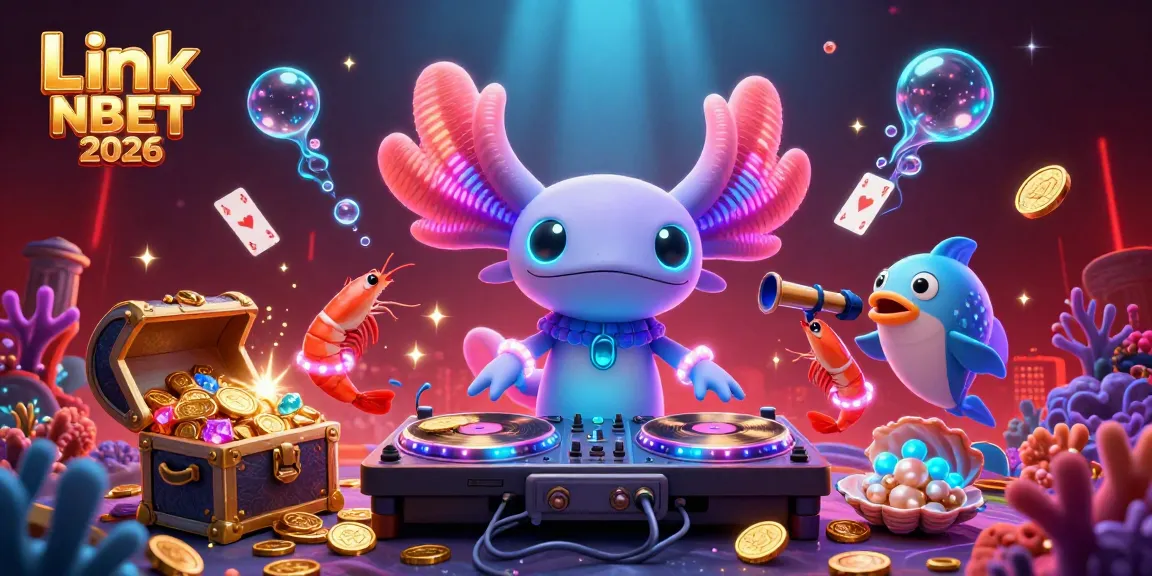 Experience the vibrant underwater thrill of Link NBET 2026 featuring an axolotl DJ and lively sea creatures.