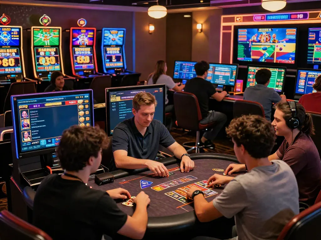 Exciting online gaming scene with players enjoying nbet casino and sports betting platforms.
