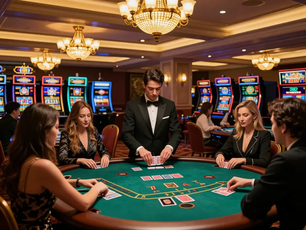 Players enjoying table games at SC88 COM casino, exuding excitement and sophistication.