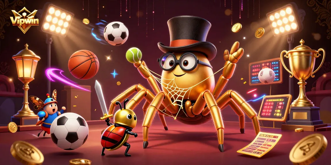 Engage with Vipwin's thrilling gaming world featuring golden characters and dynamic sports action.