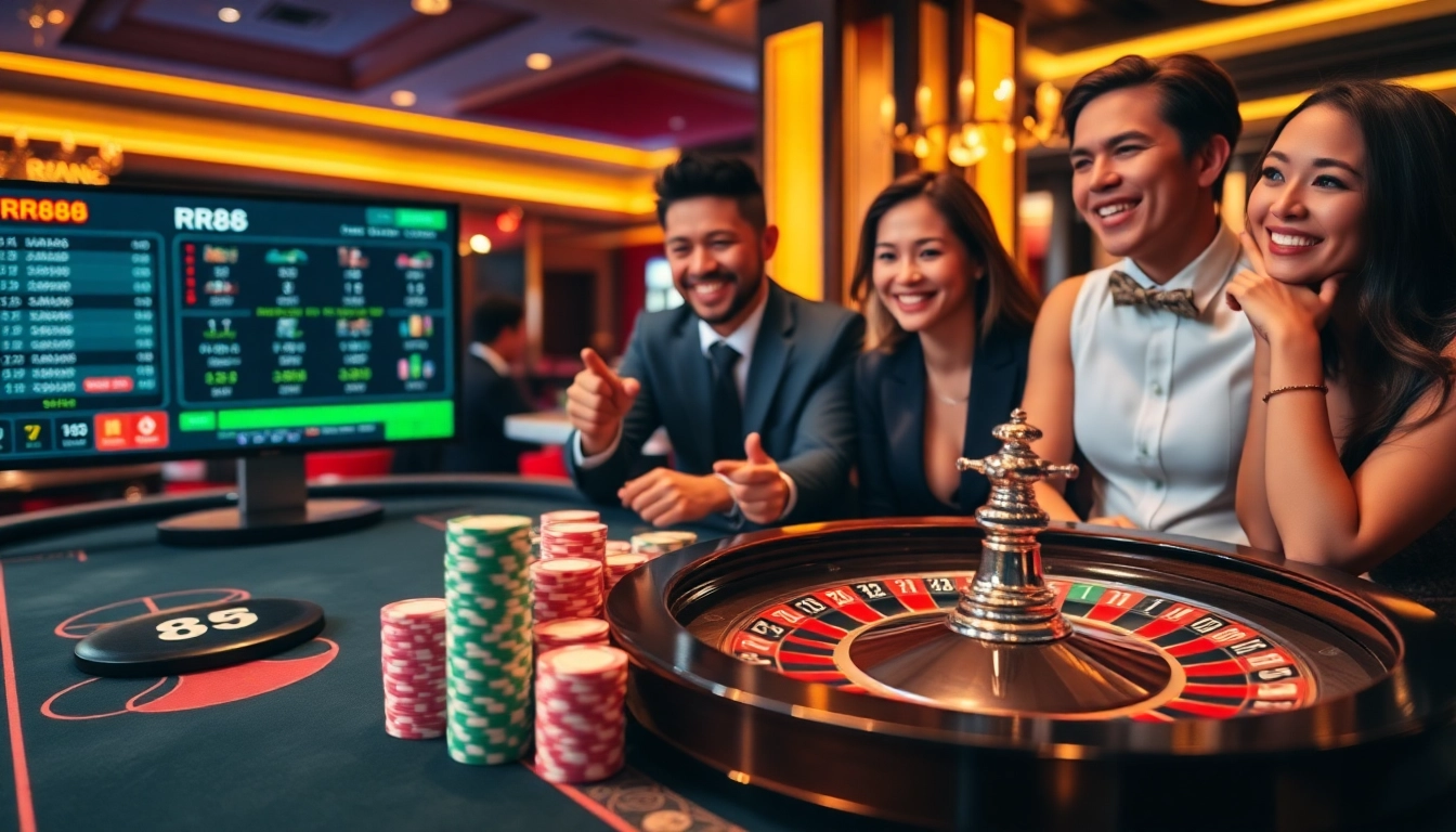 RR88 offers an exciting casino experience with vibrant roulette and poker tables.