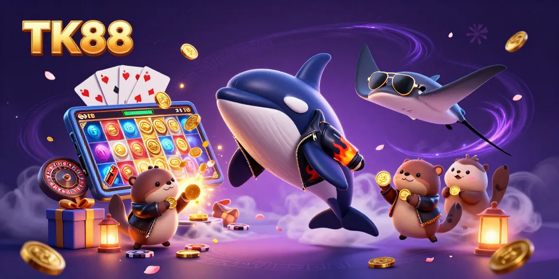 Experience thrilling gameplay at TK88 with vibrant characters and casino elements in a dynamic scene.