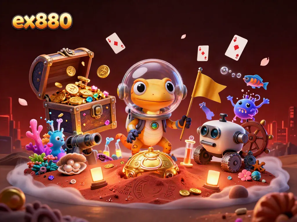 Engage with the ex880，discover a hidden casino on Mars with exciting treasures and vibrant characters.