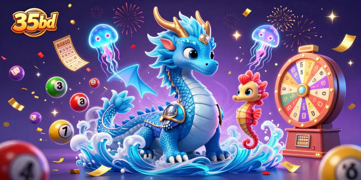 Join the excitement at 35bd with this vibrant lottery-themed illustration showcasing dynamic game elements.