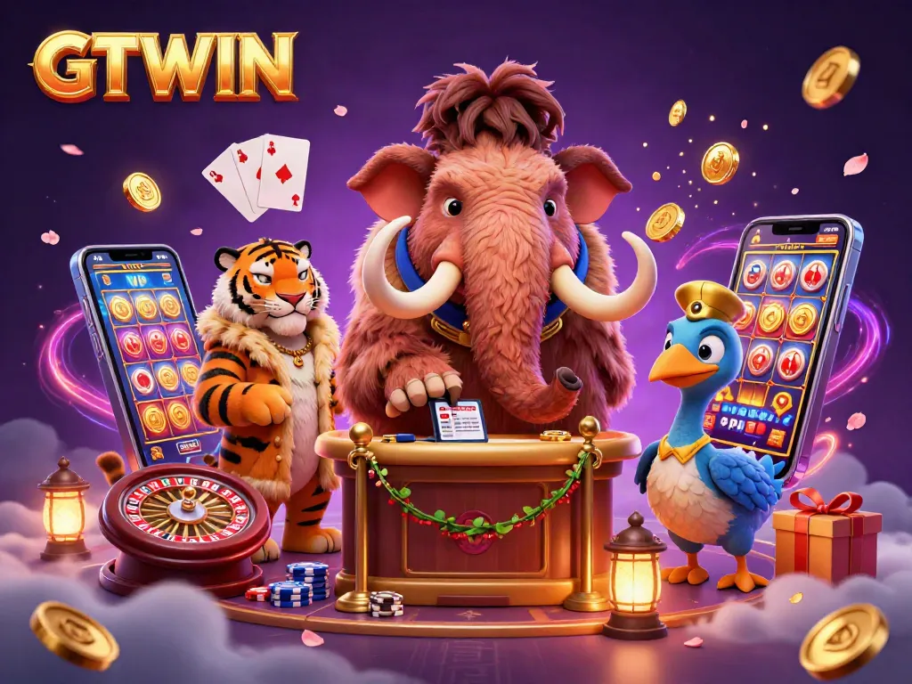 Engage with GTWIN's thrilling casino experience featuring a 3D mammoth bouncer, saber-tooth VIP, and dodo doorman.
