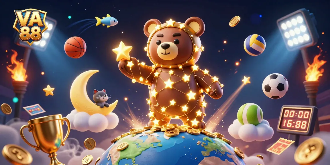 VA 88 casino imagery showcases golden stars and dynamic sports elements for immersive gaming.