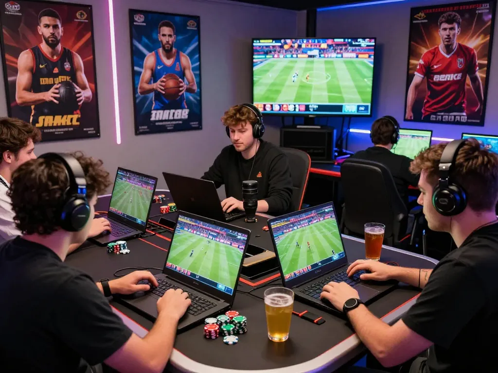 Players enjoying 8kbet live sports betting with vibrant atmosphere and engaging setup.